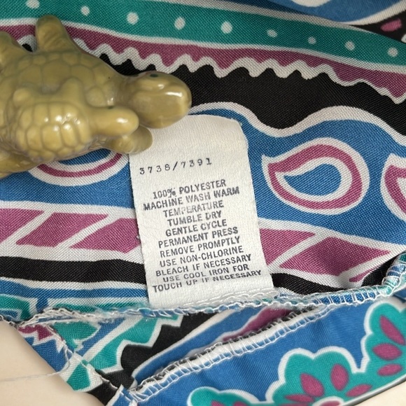 Cristin Stevens Vintage High Neck Lightweight Paisley Stripe Ruffle Blouse Top - Picture 8 of 14